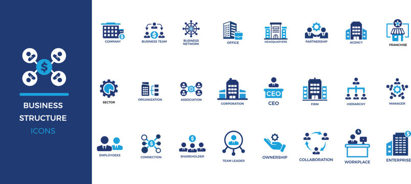 Business Structure Icon Set Company, Team, and Organization
