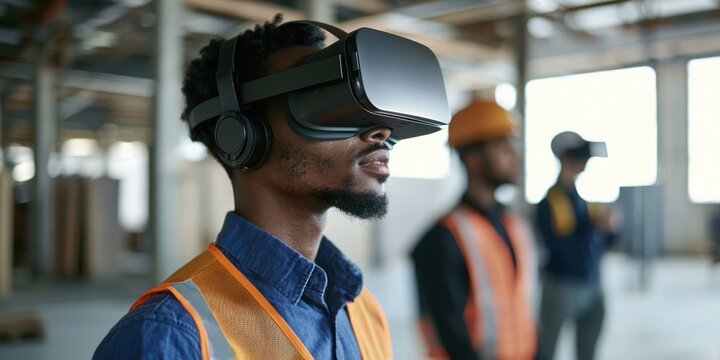 Students in future-tech construction school learning via VR simulations and AI-powered tools
