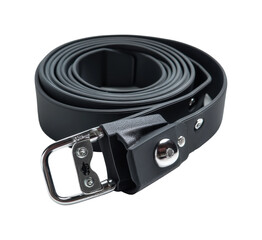 Obraz premium Durable black belt for work and play fashion accessories and use isolated on transparent background, png