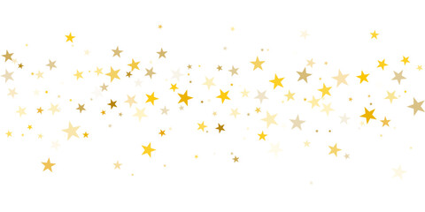Gold stars vector background, sparkling Christmas confetti falling isolated on white. flying stars glitter backdrop, sparkle border