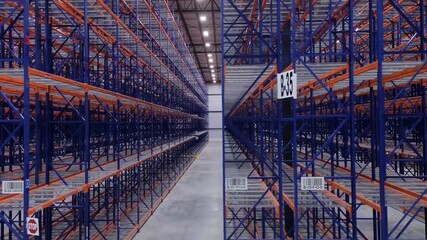 Interior of modern warehouse with empty racking system - Powered by Adobe