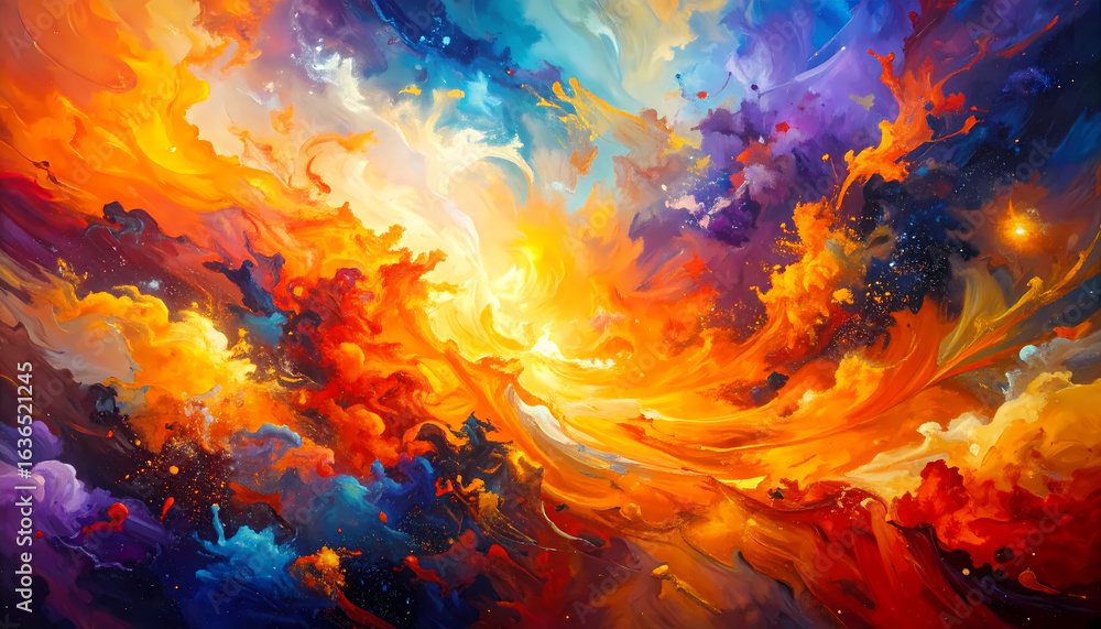 Sticker awe inspiring abstract background showing vibrant and colorful nebula in space. galaxy cosmos light 