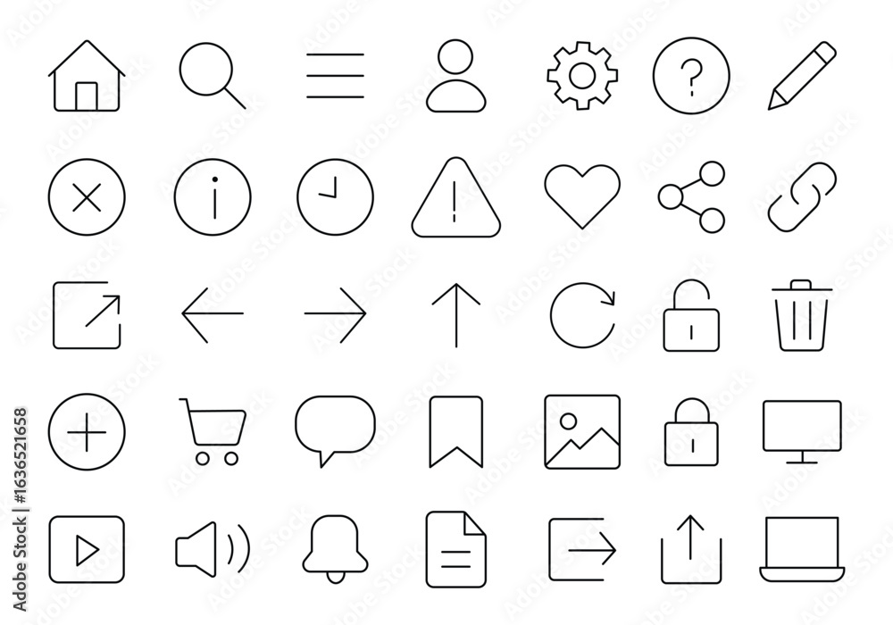 Aufkleber modern minimalist line icon set for web and mobile app design interface. ux. ui icon kit. website ic