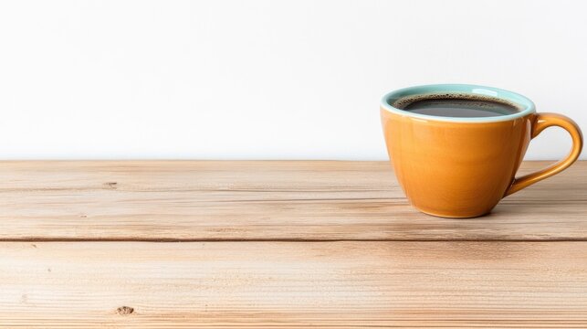 A serene home office showcases clean lines, with a wooden desk holding an olive branch, coffee cup, and neatly stacked books, creating an inviting workspace
