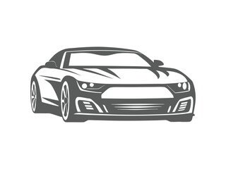 Sleek grey sports car front view stylized graphic illustration automobile vehicle