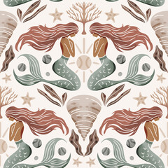 Naklejka premium Seamless pattern featuring hairdresser tools with blow dryers scissors brushes scrunchies and clips perfect for beauty salon themes and fabric sublimation