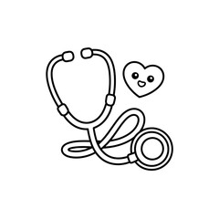 Stethoscope and Heart Icon Medical Care and Compassion