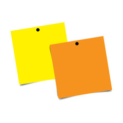 Yellow sticky post it note with red pushpin isolated on transparent background