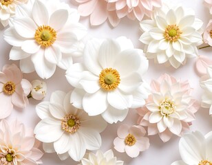 Pastel flowers,  soft white and blush pink