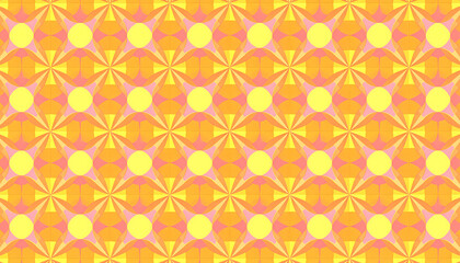 Cheerful abstract pattern background featuring yellow and orange floral geometric shapes. vibrant, seamless and modern wallpaper design with repeating circles and light