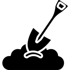Solid Black Shovel Icon