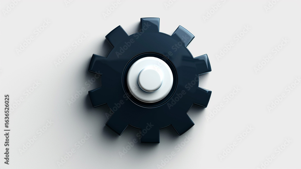 Poster a user interface icon button for a gear symbol, representing settings or options. perfect for web an