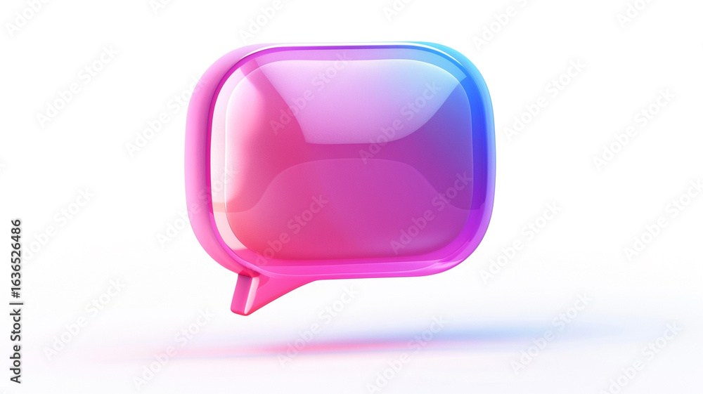 Poster a shiny message bubble user interface icon, representing communication. perfect for chat, social med