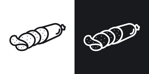 Sausage salami icon. Thin Linear Style Designs for web design and infographics