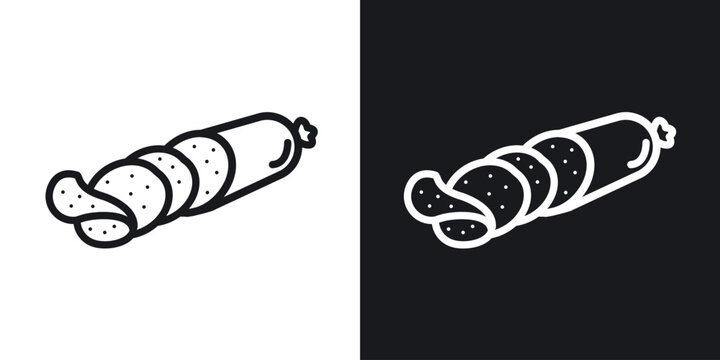 Sausage salami icon. Thin Linear Style Designs for web design and infographics