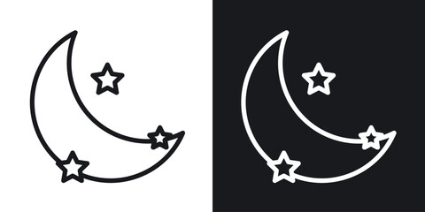 Night icon. Thin Linear Style Designs for web design and infographics