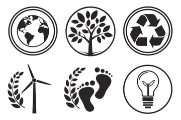 Eco nature icons isolated on white