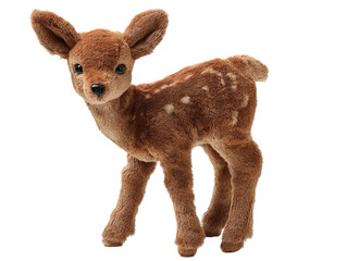 Naklejka premium PNG of Adorable plush fawn with soft brown fur and distinct white spots, perfect for cuddling and imaginative play. - on Transparent or White BG