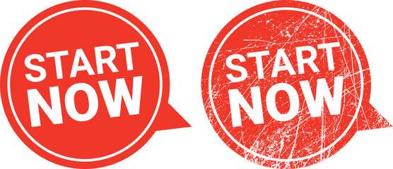 Start Now Red Badge Sticker Icon Design