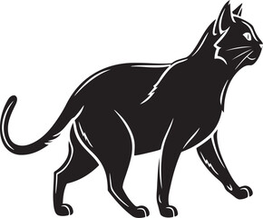 Black Cat Silhouette Walking Profile animal