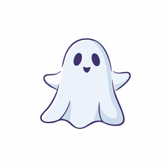 Obraz premium drawn ghost icon in doodle style. Mark point icon design collection for halloween design element