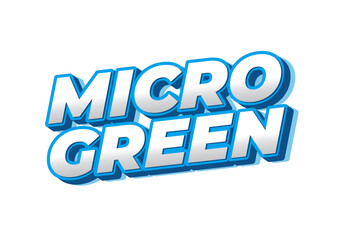 Bold and colorful text design featuring the words MICRO GREEN in a playful, modern style with a blue