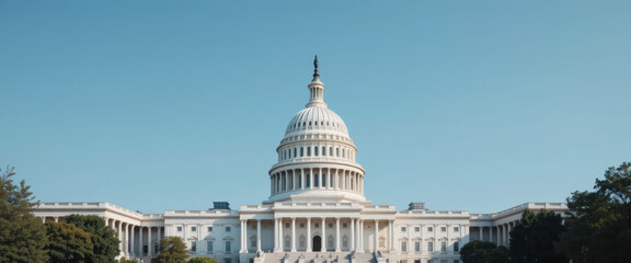 Fototapeta premium Exploring the u.S. Capitol building washington d.C. Architectural marvel clear sky front view national symbol of democracy
