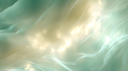Soft Luminous Abstract Background with Flowing Teal and Golden Organic Waves