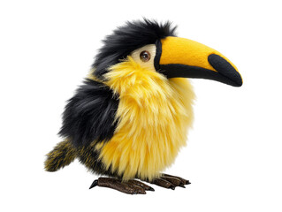 Naklejka premium PNG of A vibrant, plush toy of a yellow and black toucan, perfect for children and bird lovers alike. - on Transparent or White BG