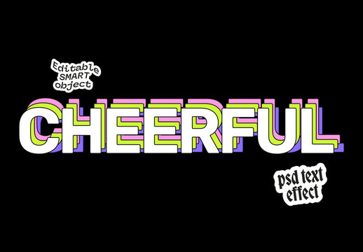 Colorful Outlined Text Effect with Stacked Retro Layers
