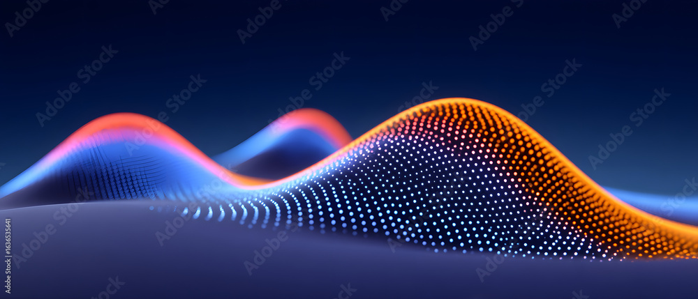 Poster tech-inspired abstract particle wave background