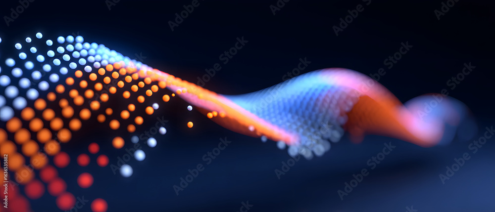 Poster tech-inspired abstract particle wave background