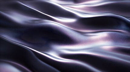 Fototapeta premium Abstract Flowing Waves of Dark Purple and Blue Fabric with Shiny Metallic Sheen and Textured Surface