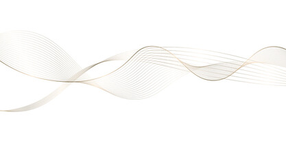 Abstract shiny line wavy elegant golden ribbon swirl, isolated line banner design on transparent background