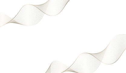illustration of golden wavy line banner frame abstract on transparent background.
