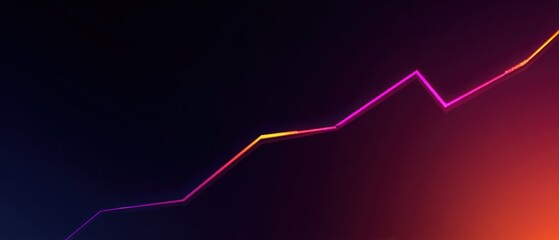 Glowing line graph with upward trend on dark gradient background
