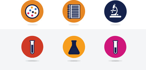 Laboratory equipment icons flat design