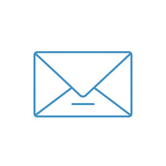 Outline of a sealed envelope, depicted in blue on a white background, suggesting communication or correspondence.