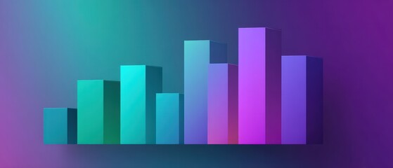Colorful bar chart showing growth, progress on gradient background