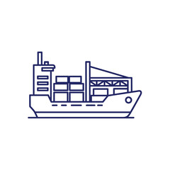 Obraz premium A container ship, a vessel for global cargo transport, depicted in a simple line drawing.