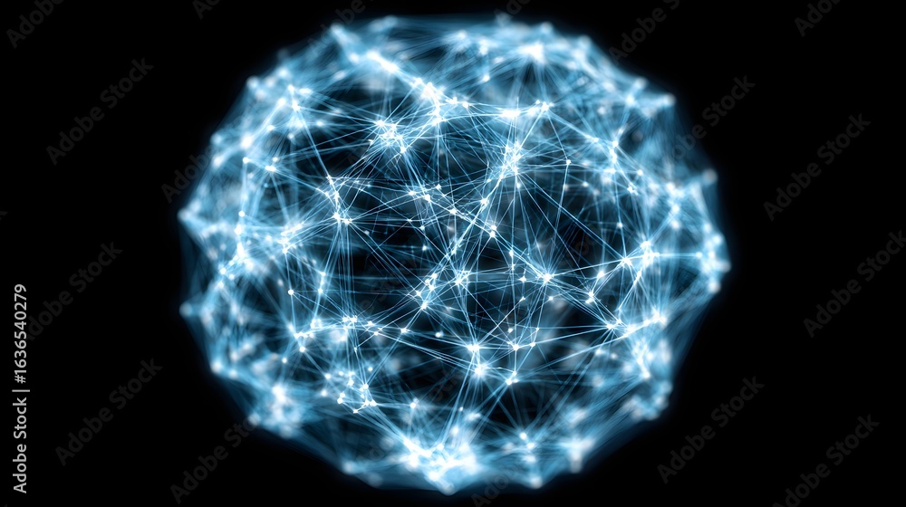 Poster a sphere of interconnected nodes and lines.