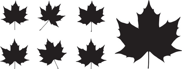
Autumn Maple Leaves Silhouette Set – Black Fall Leaf Vector Illustration, Seasonal Leaf Shapes for Decoration, Scrapbooking, and Nature Design