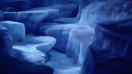 Fototapeta premium Glacial formations in a cave of blue ice.