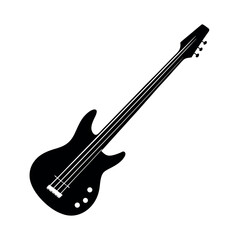 Obraz premium Black Bass Guitar Silhouette on White Background