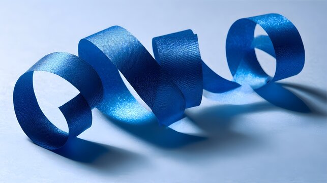 A coiled ribbon of vibrant blue.