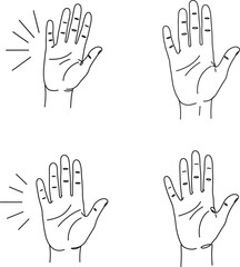 Obraz premium Four Simple Line Drawings of Open Human Hands