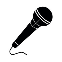 Karaoke microphone silhouette on white background