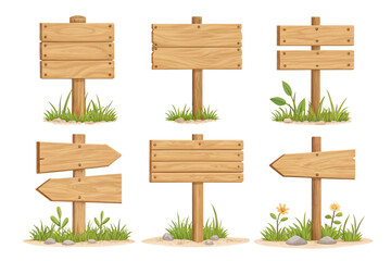 Wooden Signboards Collection of Rustic Signs for Design Projects Isolated On Transparent Background