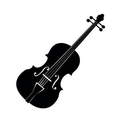 Fototapeta premium Violin silhouette isolated on white background.