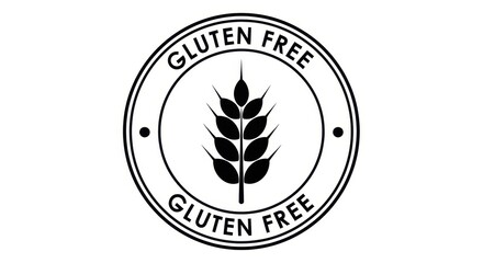 Gluten Free food label icon with wheat symbol isolated on white background